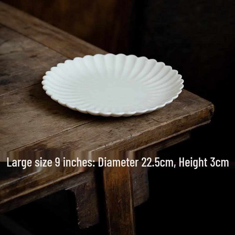 

White Ceramic Boat-Shaped Deep Dinner Plate, 9-Inch