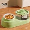 Cat Water And Food Dispenser 2-in-1 Automatic Cat Feeder 1L Cat Water Fountain And Food Bowl Set for Indoor Cats Small Dogs