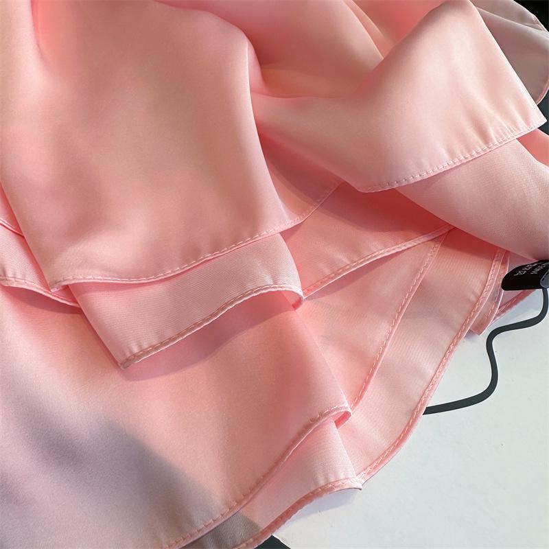 Versatile Silk-Like Scarf: Women's Spring/Summer Plain Gauze Wrap - Headscarf, Beach Towel, or Korean Satin Style
