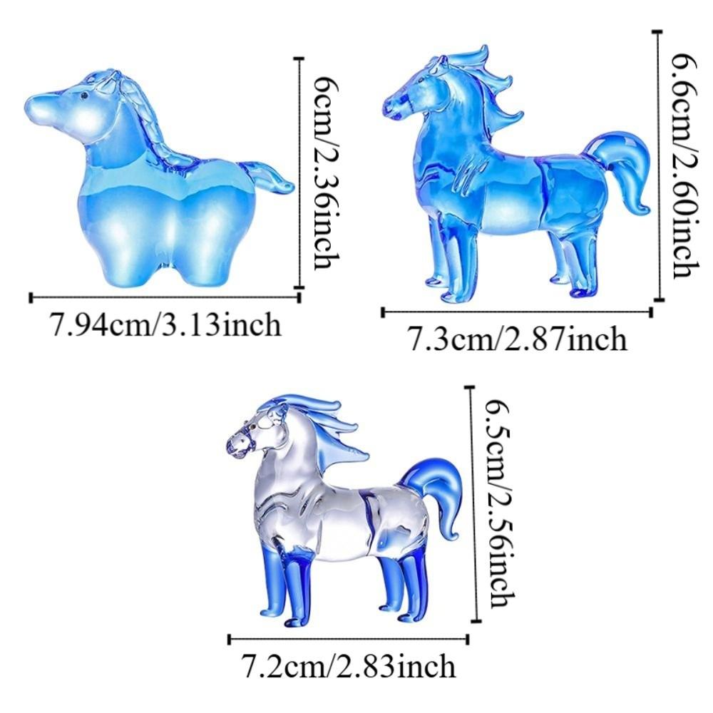 Colorful Decorative Crystal Horse Statue Glass Animal Sculpture  Office Decoration