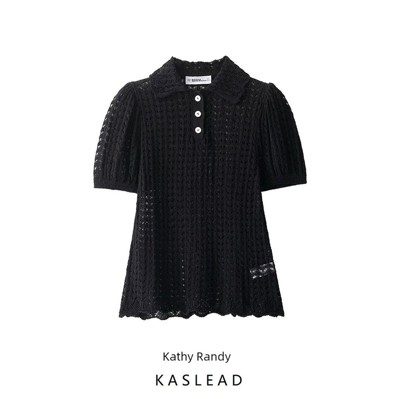 Kaslead New Women Clothes Western Style Fashion Knitted Shirt Collar Versatile Top 6236105