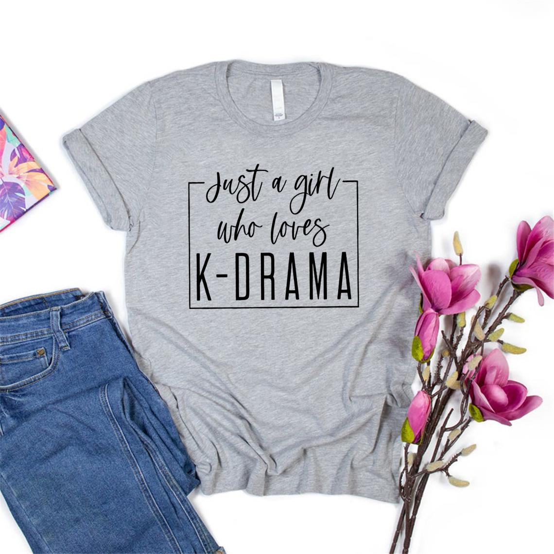 Футболка K Drama Футболка K-Drama Addict Футболки с корейской графикой K Drama Obsessed Футболка K-pop Lover Женская футболка с коротким рукавом S серый 979₽