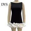Necklaces Pairing Dress Women Sexy Mini Solid Color Slim Fit Female Sleeveless Pleated O-neck Backless Holiday Party Short Fashionable Hem