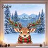 Decorative Glass Door Decals Christmas Reindeer Static Window Stickers, PVC Waterproof Elk Cling for Holiday Indoor Outdoor Decor Home Decoration,