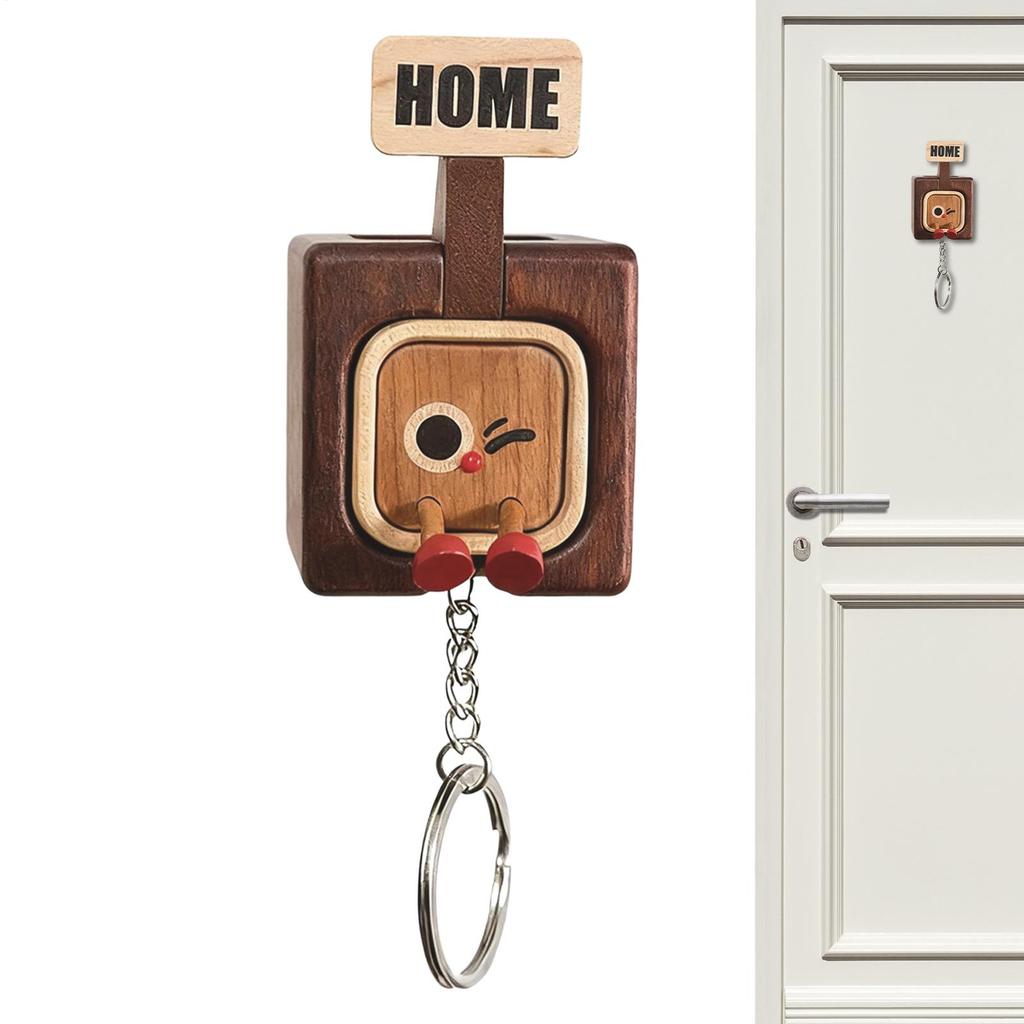 Solid Wood Keychain Pendant Magnetic Backpack Ornament Home-out Key Chain Portable Bag Pendant For Kids Teens Adults Wallets