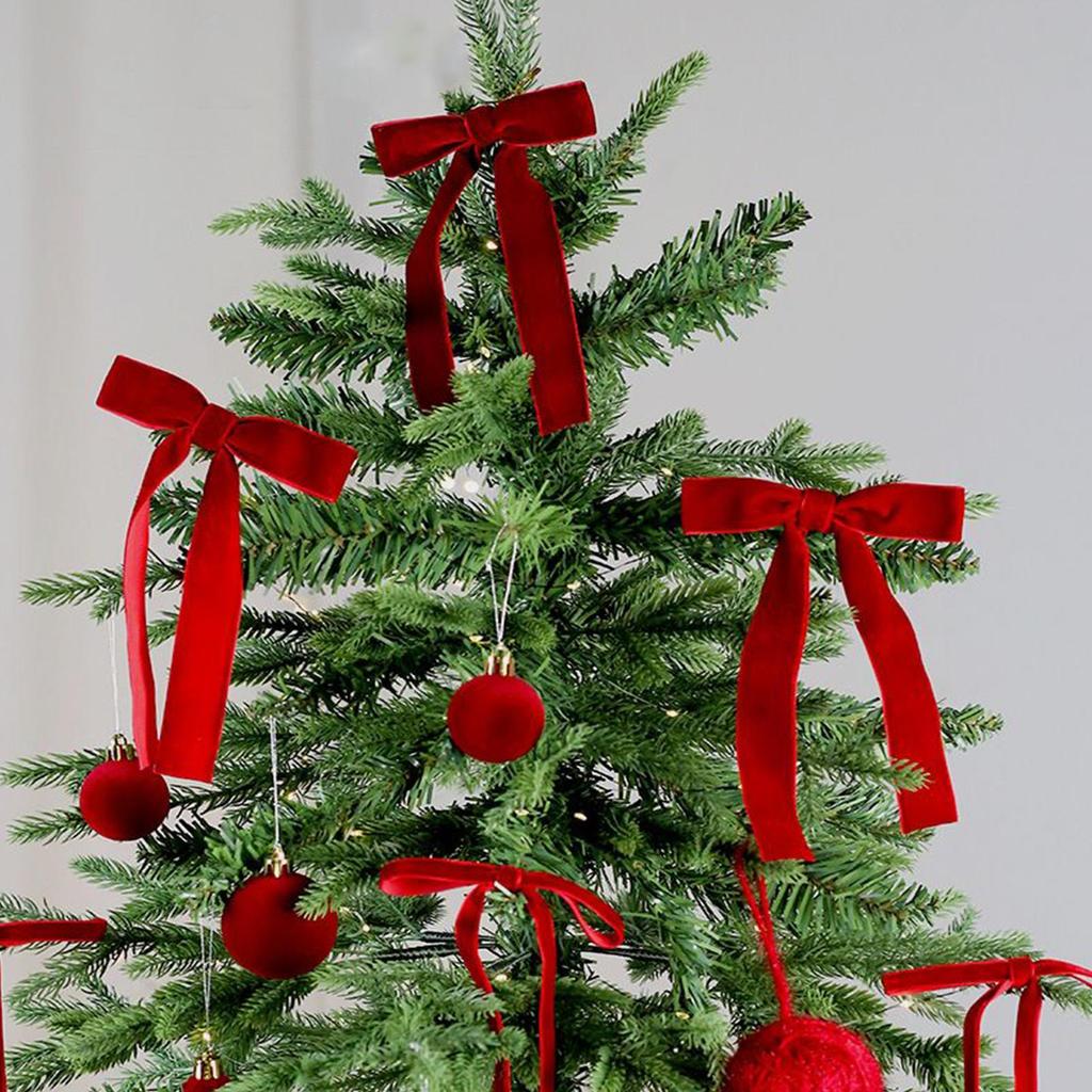 Red Christmas Bows 12 Pieces Velvet Bows Christmas Decorations Home Decor For Holiday Garland Outdoor Indoor Wreath Table Front