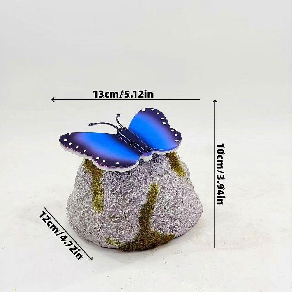 ABS Solar Butterfly Stone Lamp Simulation Stone LED Lawn Light Outdoor Garden Decor