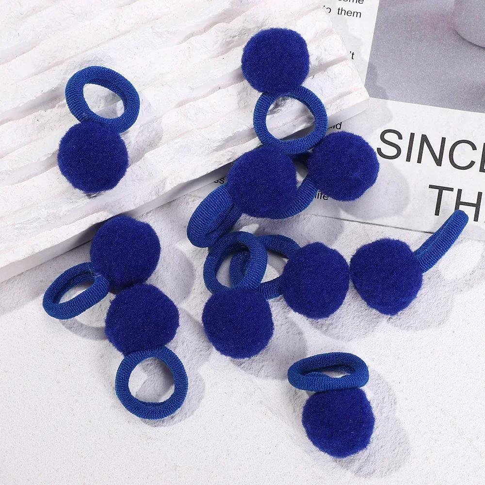 RAINBOW BOWS 10Pcs Elastic Hair Bands Plush Ball Rubber Band for Baby Girls Scrunchie Hair Ties Kids Baby Hair Accessories