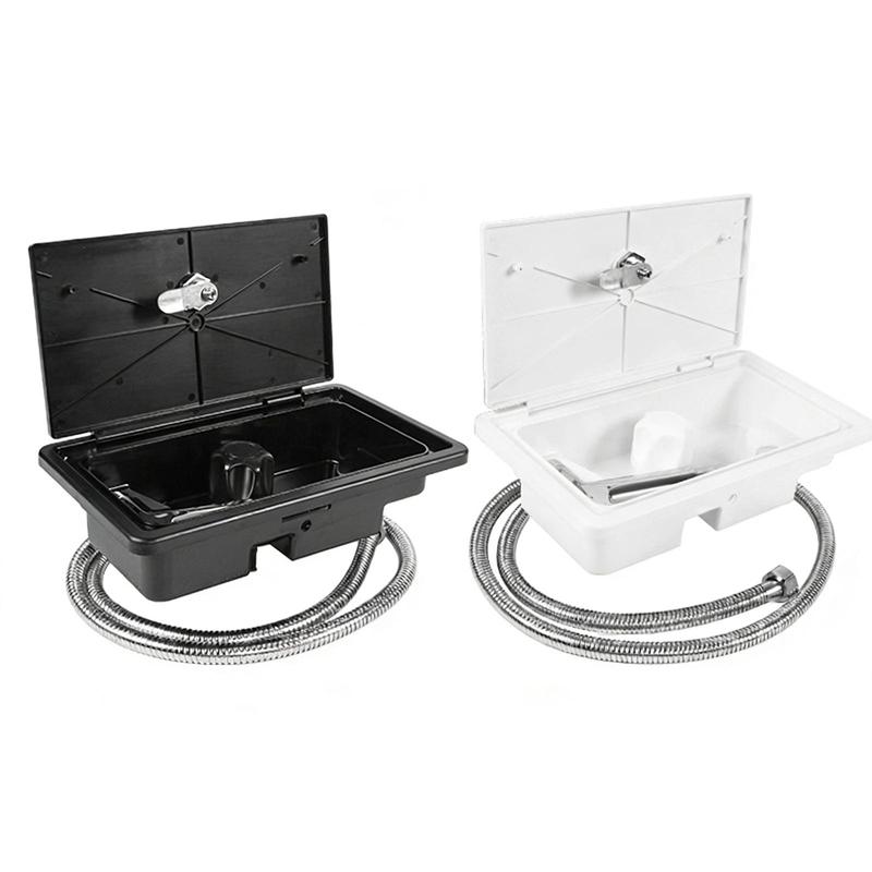 RV Outdoor Shower Box Kit with Stainless Steel Pull Out Head and Easy Installation for Motorhome Van