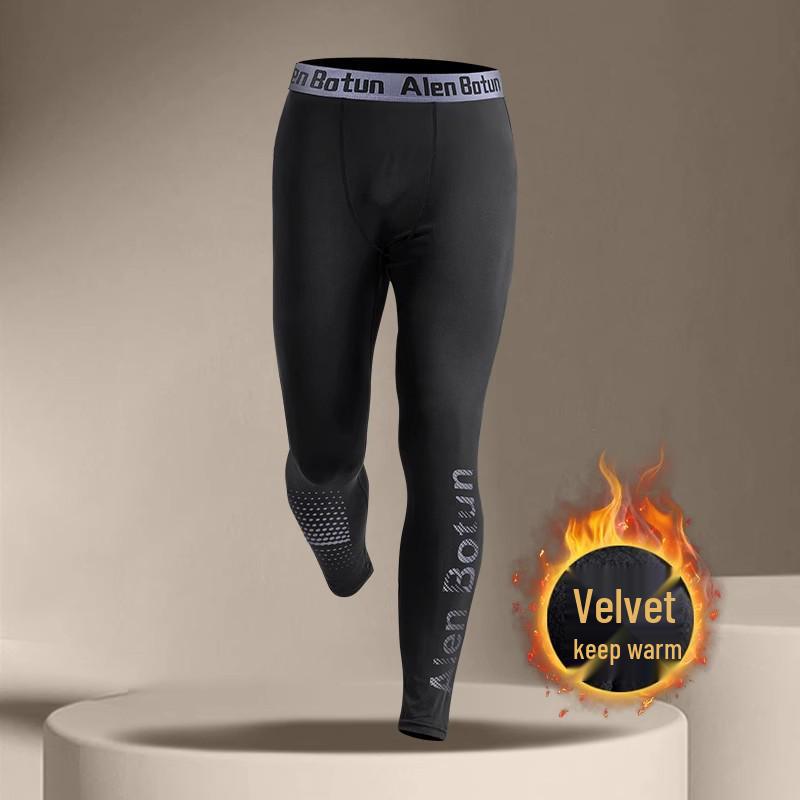 Men's Fleece-Lined Winter Thermal Leggings: Warm, Tight-Fit for Autumn/Winter Running, Training, Cycling; High-Elasticity Compression Sportswear.