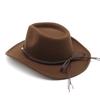 Western Cowboy Hat Woolen Jazz Top Hat Men And Women'S Ethnic Style Felt Hat Big Eaves Hat