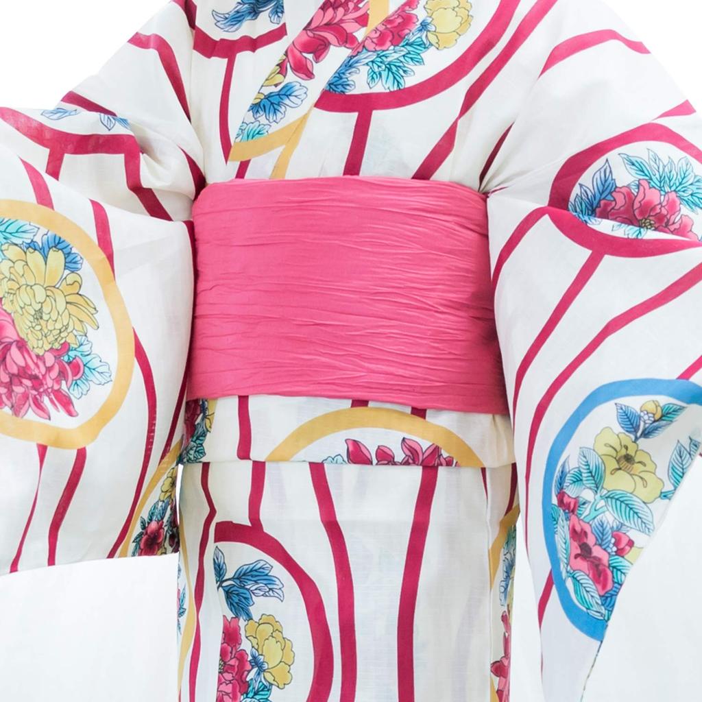 KYOETSU Yukata Flower Ball Size Cherry Women's Pre-Obi Obi, Pattern, 9.