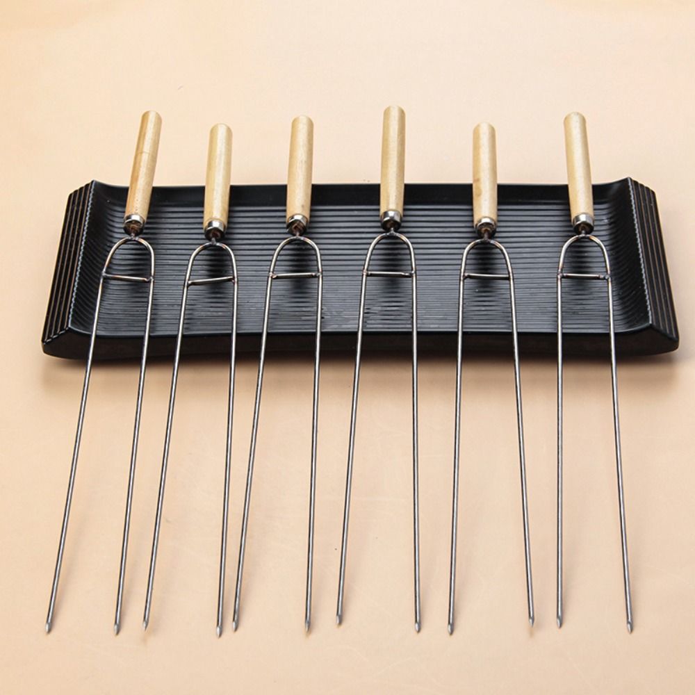 Camping U-Shaped Grill Double Prong Forks Roast Barbecue Skewer BBQ Stick BBQ Skewer Cooking Tool