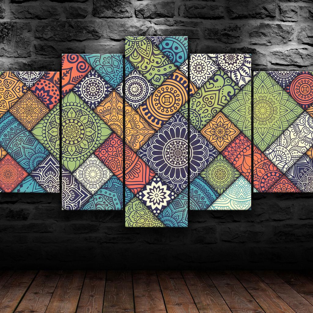 5Pcs Mandala Flower Pattern Beauty 5 Piece Canvas Wall Art Fantasy Print Home Decor 5 Pieces Paintings Poster Modern HD Print