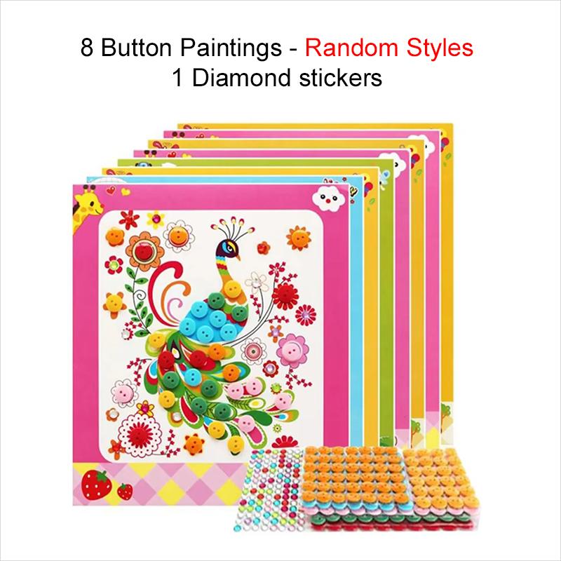 Children Button Sticker Toy Developmental Toys Stickers Game Handicrafts DIY Stickers Cartoon Pattern Painting Drawing TMZ