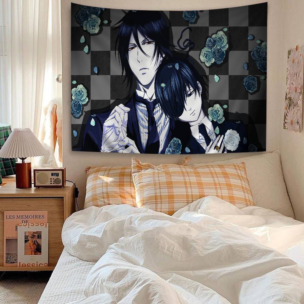 BBlack Anime BButler DIY Wall Tapestry For Living Room Home Dorm Decor Wall Art Decor