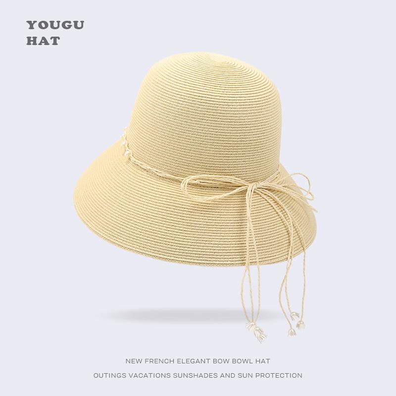 Hat Female Summer Seaside Sunshade Sunscreen Straw Hat Temperament Shows Small Face Big Eaves Hat Foldable Bucket Hat Basin Hat