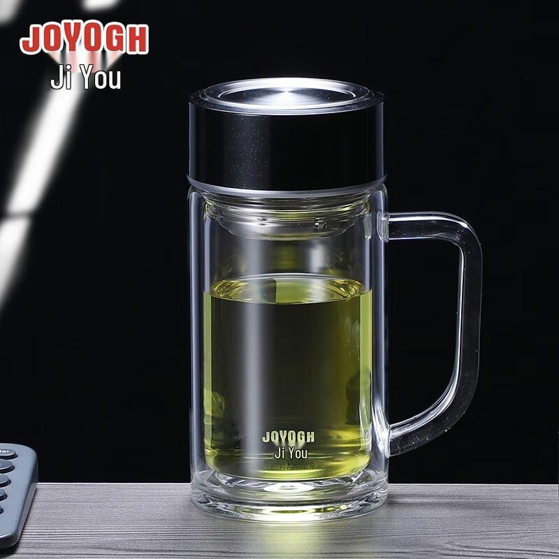 JOYOGH Double-Layer High Borosilicate Glass Mug with Handle