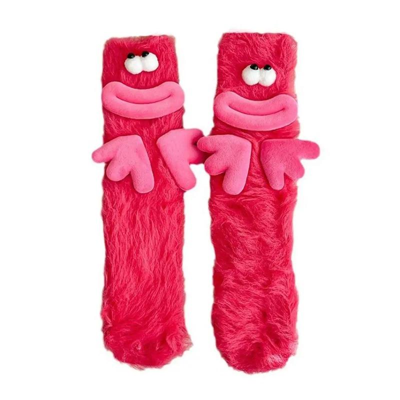 3D Novelty Face Fuzzy Socks Winter Coral Fleece Floor Socks Couple Sleep Socks Christmas Stockings Funny Cartoon Monster Socks