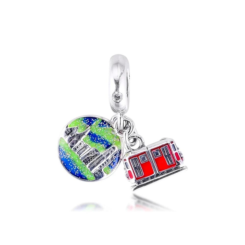 New S925 Silver Flag Balance Tower Charm Pendant for Bracelets Necklaces DIY Women Fine Jewelry Accessories
