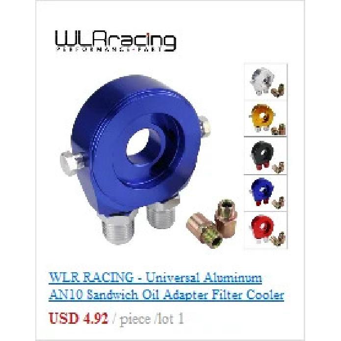 WLR RACING - Universal Aluminum AN10 Sandwich Oil Adapter Filter Cooler Plate Kit With 3/4-16 UNF , M20 X 1.5 Fitting WLR6721