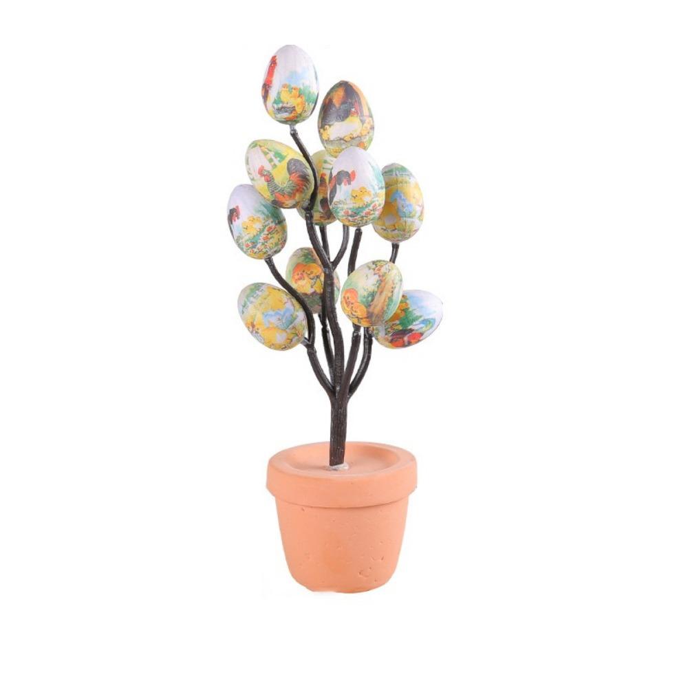 Simulated Eggs Tree Branch Colorful Egg Tree Flowerpot Easter Egg Bonsai  Easter Decoration