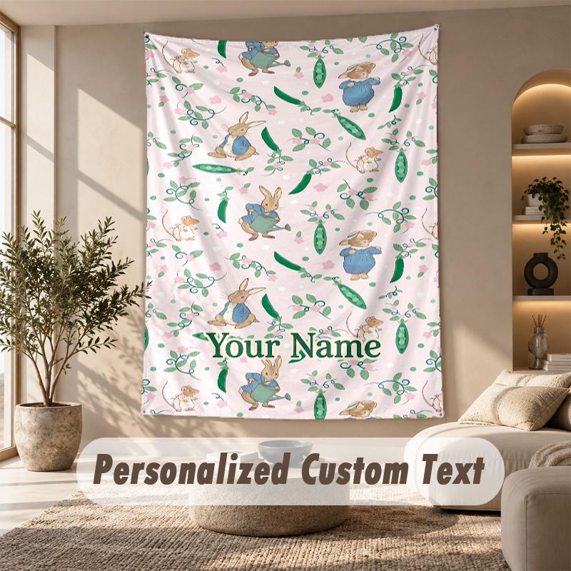 Peter Rabbit Tapestry, Personalized Custom Text, Wall Hanging Tapestry For Living Room Home Wall Decor