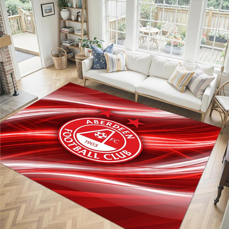 Aberdeen FC Design Crystal Velvet Carpet Cozy Non?Slip Printed Rug For Bedroom Living Room Entrance