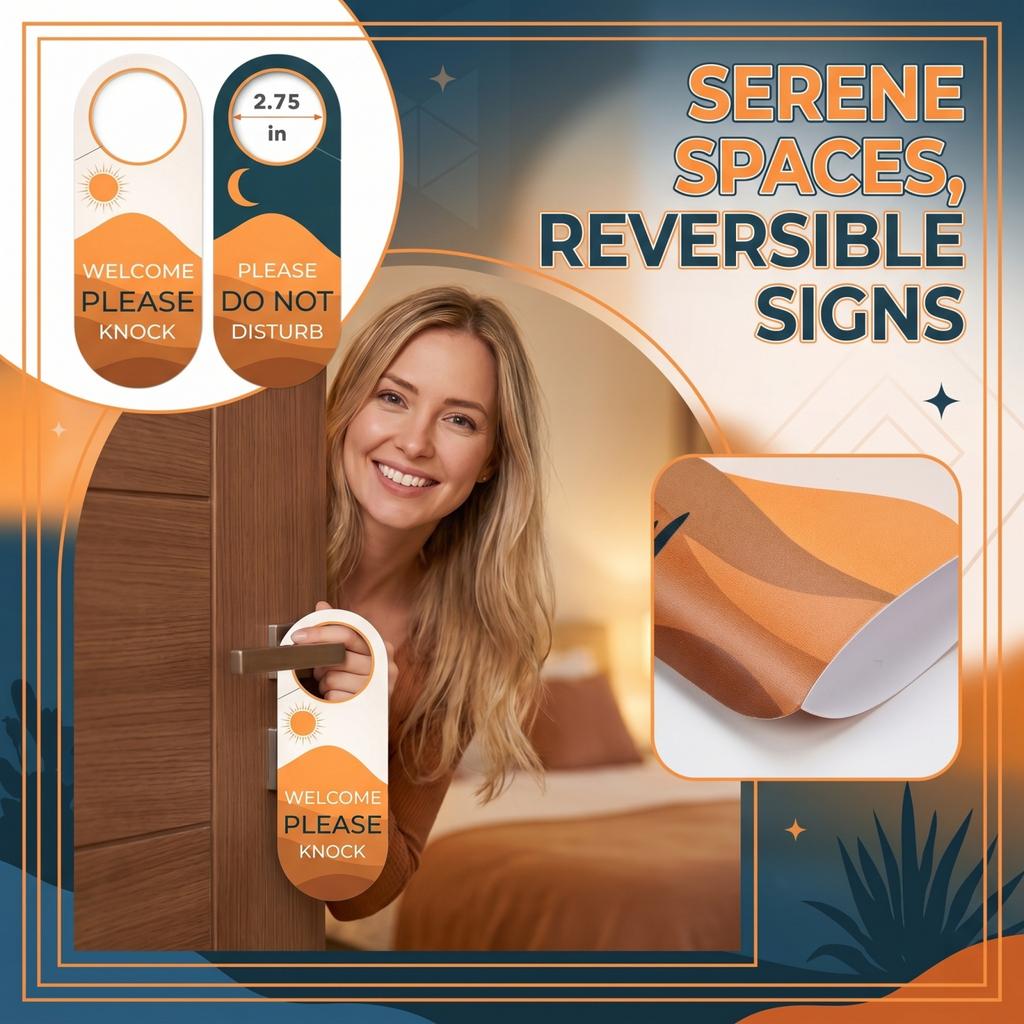 Double Sided Door Hanger Sign Please Do Not Disturb and Welcome Please Knock Hanging Door Handle Signs for Home Hotel Office Use