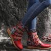 Large size printed metal buckle fashion boots autumn and winter new thick-soled round head going out women's boots