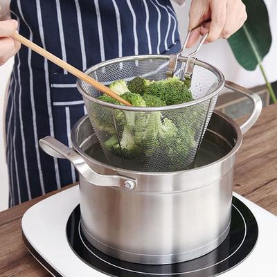 Onion Rings French Fries Kitchen Mesh Net with Handle Stainless Steel Filter Frying Basket Food Colander Cooking Tools