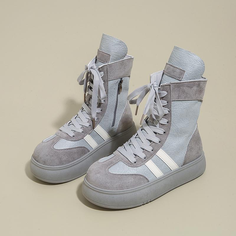 Fashion CRLAYDK Fashion Women's High Top Casual Shoes Comfortable Ankle Lace Up Walking Boots Leather Winter Sneakers for Ladies