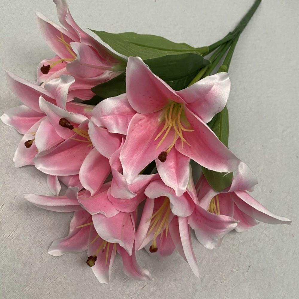 Arrangement Lily Silk Lilies Pastoral Decorative Artificial Flowers 7Heads Fake Fake Bouquet Wedding Arch