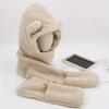 New Cute Bear Ear Hat Scarf Gloves Set Winter Women Beanies Caps Warm Plush Fleece Casual Solid Hats Kawaii Present