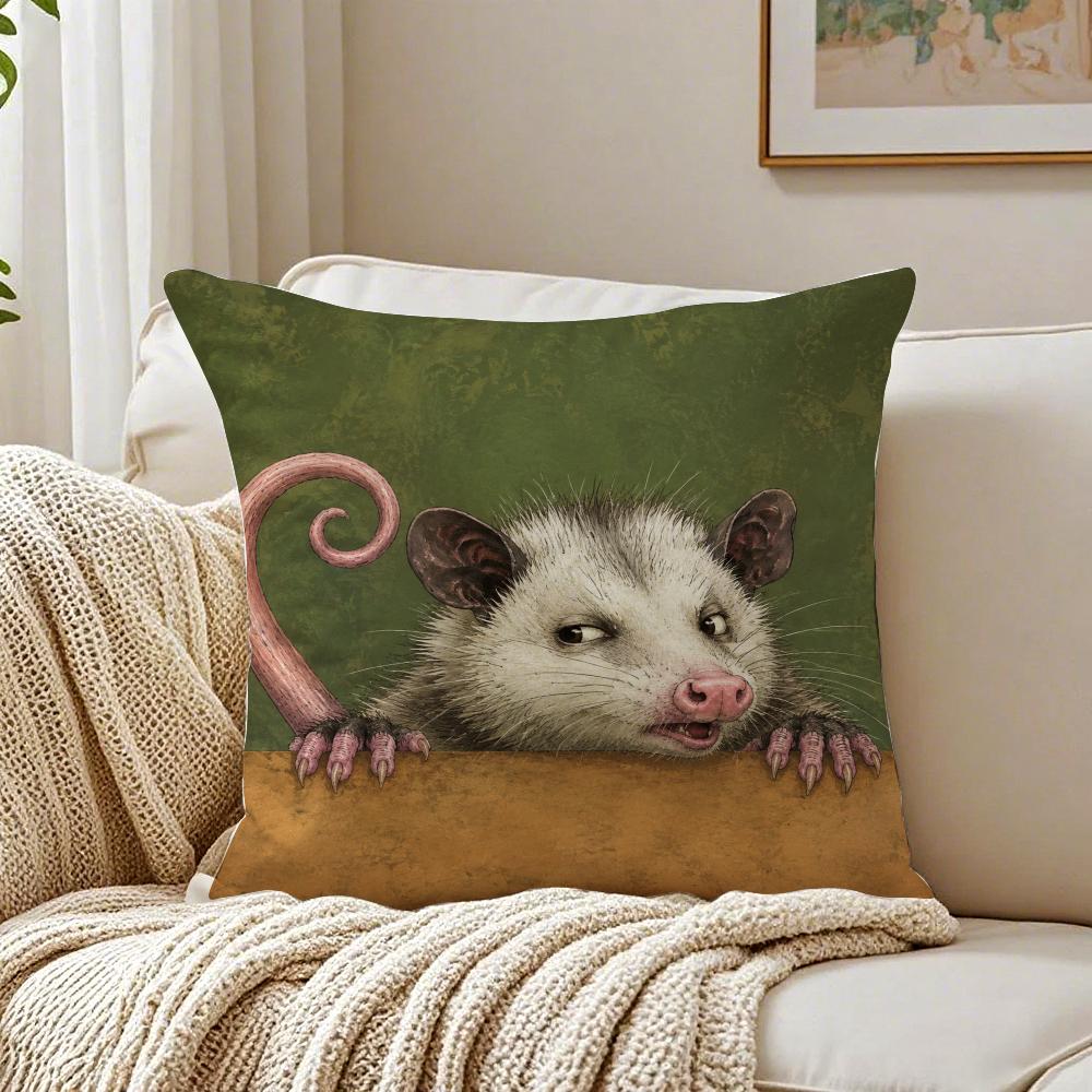 Farmhouse Style Modern Opossum Cushion Cover Organic Short Plush Cushion Covers Machine Washable Wrinkle-Resistant Soft Durable