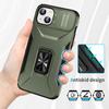 For iPhone 15 Plus/14 Plus Case Camshield Kickstand TPU+PC Anti-Slip Phone Cover