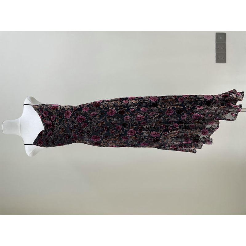 

Foreign Trade Original Order Mysterious Purple Charm High Sense Flocking Flower Backless Swing Collar Suspender Skirt Long dress Figure color XL