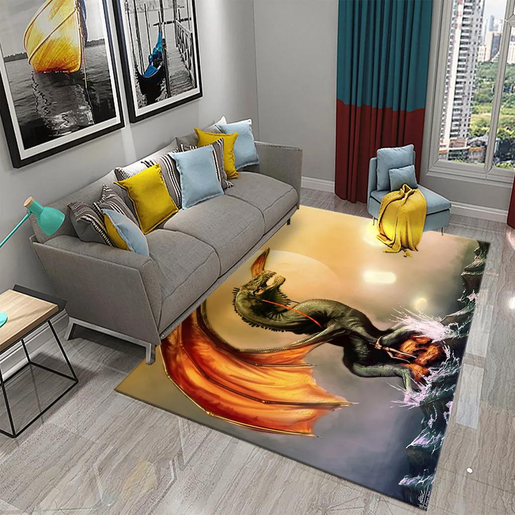 Modern Dragon Pattern Carpet for Living Room Bedroom Bathroom Entrance Non-slip Carpet for Children Play Home Decor Floor Carpet