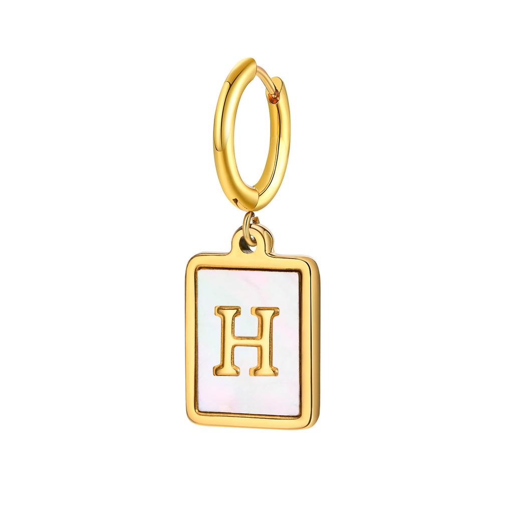 26 Letter Earrings Diy Stainless Steel Shell Letter C Earrings Gold Women'S Earrings, Jewelry Ed-637