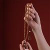 Indian Mountain Sandalwood Buddhist Prayer Beads Bracelet with Rotating Pendant for Women