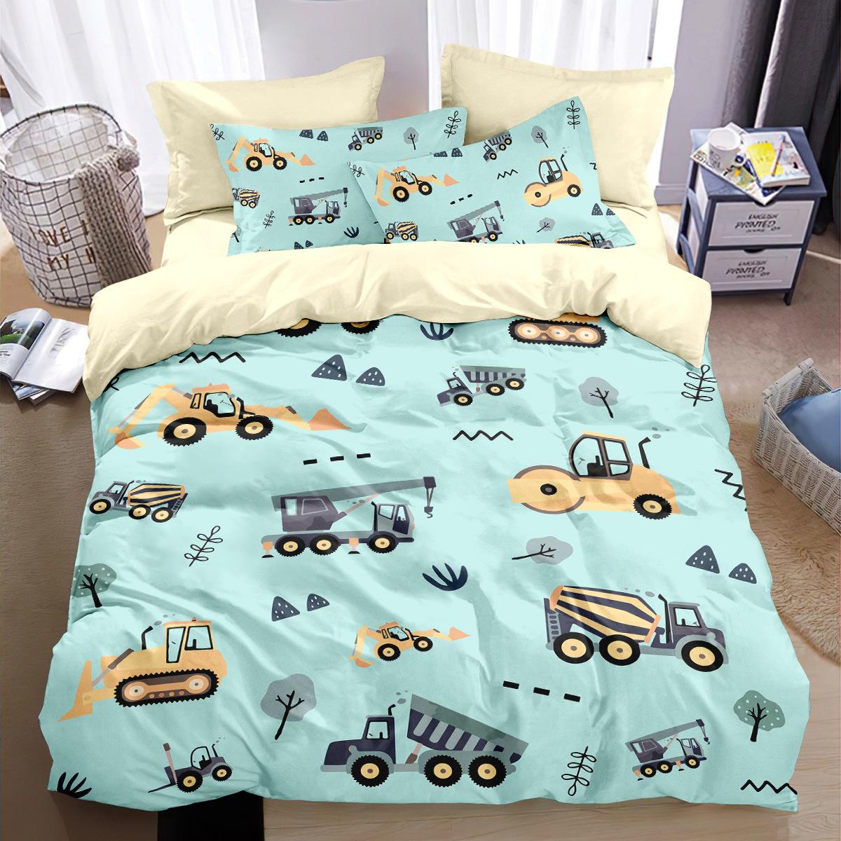

Cartoon Trucks Bedding Set Construction Vehicle Children Duvet Cover Set Cars Quilt Cover Children S Gifts Customisable Name 135x200cm-2pcs