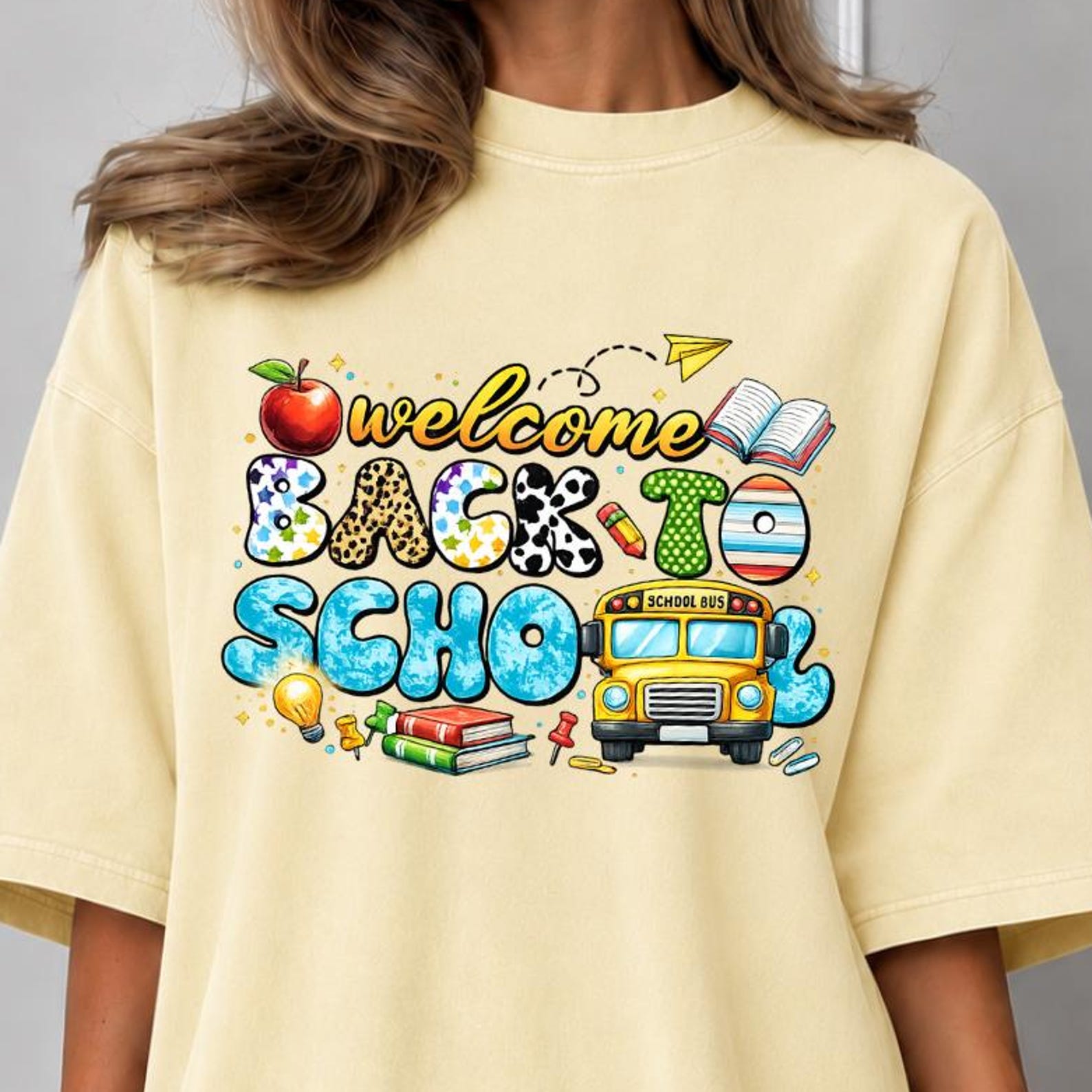 Back To School Shirt, Teacher Tee, Welcome Back To School Tee, Cute Teacher Shirt, School Bus Pencil Book Tee, First Day Of School Shirt S