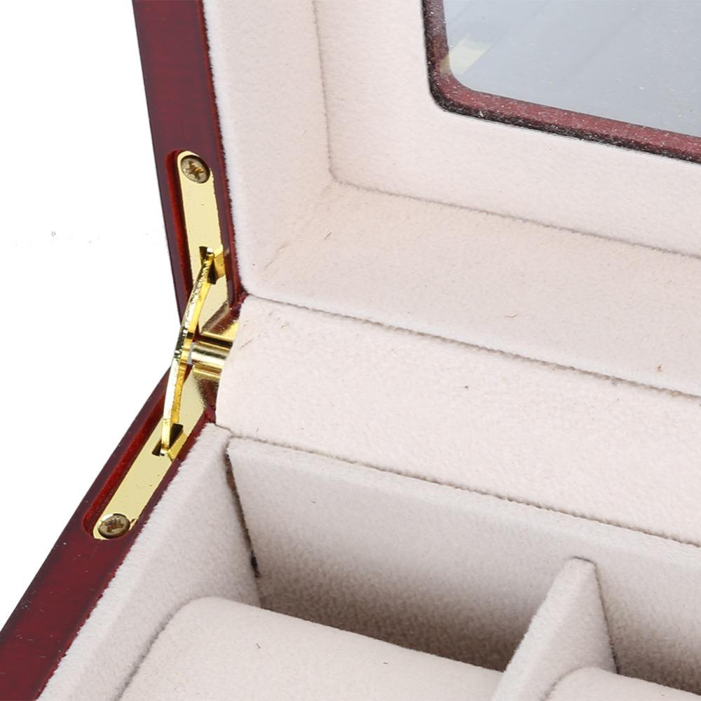Elegante Holz-Uhrenbox 10 Fächer Rote Schmuckschatulle Luxuriöse Glänzende Vitrine Zuhause