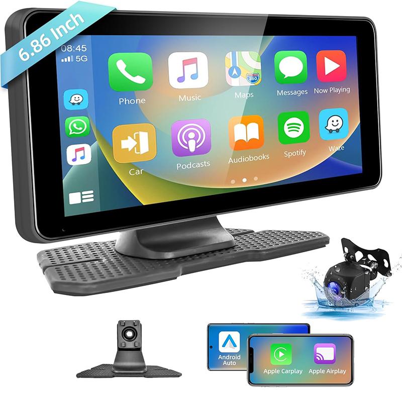 

W513E 6.86-Inch Portable Car Play with Recorder,12LED Camera Car Radio Player Type A