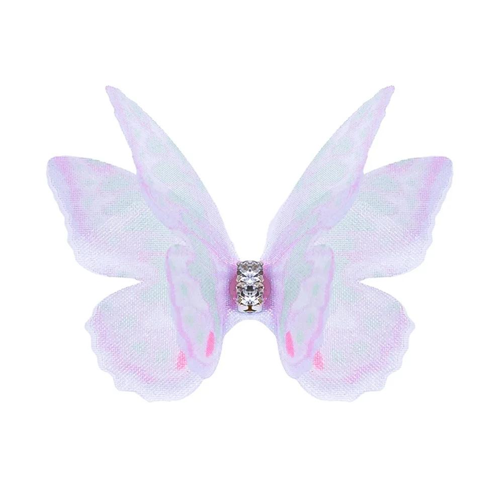 50 Stück 3D Organza Stoff Schmetterlings-Applikationen Doppellagige Chiffon Schmetterlings-Stickerei-Aufnäher Handgefertigte Haarnadel-Accessoires