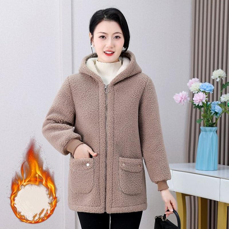 Autumn and Winter Jackets, Women's Plus Velvet Thickened Granular Fleece Padded Jacket, Women's Padded Jacket, Plus Size Padded Jacket