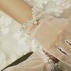 Elegant Sweet Women Summer Girl Bridal Short Wedding Gloves Pearl Finger Gloves Tulle Mittens Bow