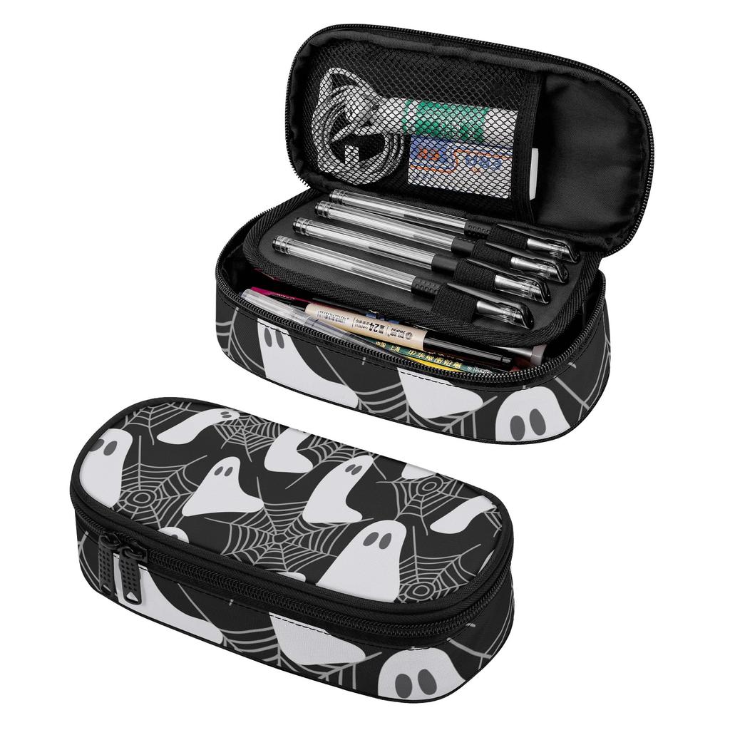 Pencil Case Casual 300D Polyester Spacious Storage Zip Around Closure with Main Compartment Mesh Pocket and Pen Slots for Students