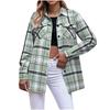 Women's Fashion Long-Sleeve Button-Down Plaid Shirt With Pockets