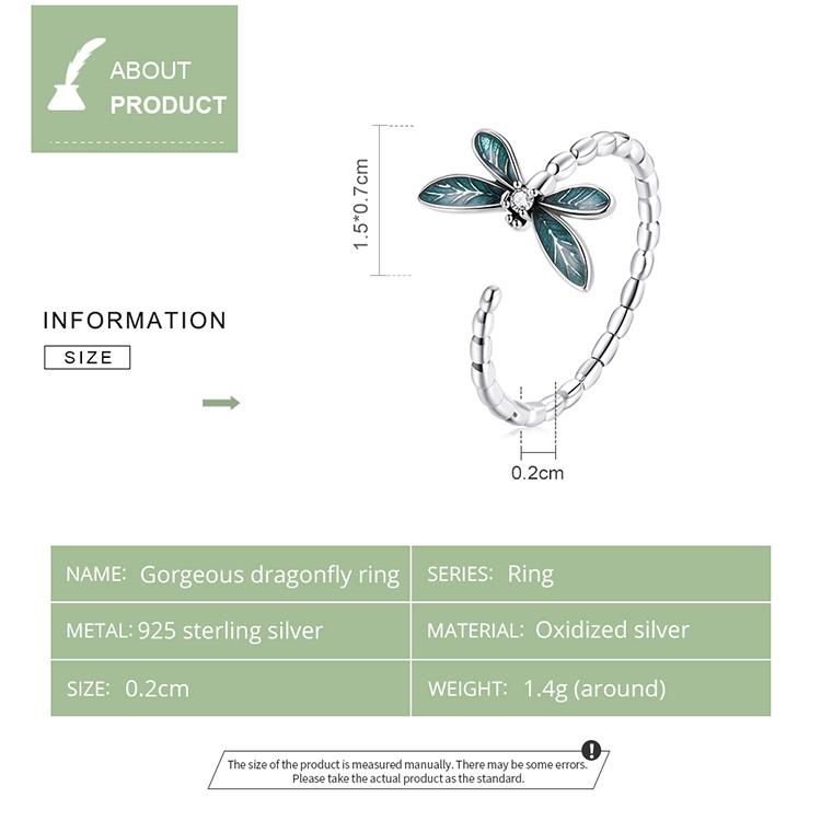 WOSTU 2021 925 Sterling Sliver Adjustable Authentic Insect Dragonfly Open Size Rings For Women Female Original Jewelry CTR216
